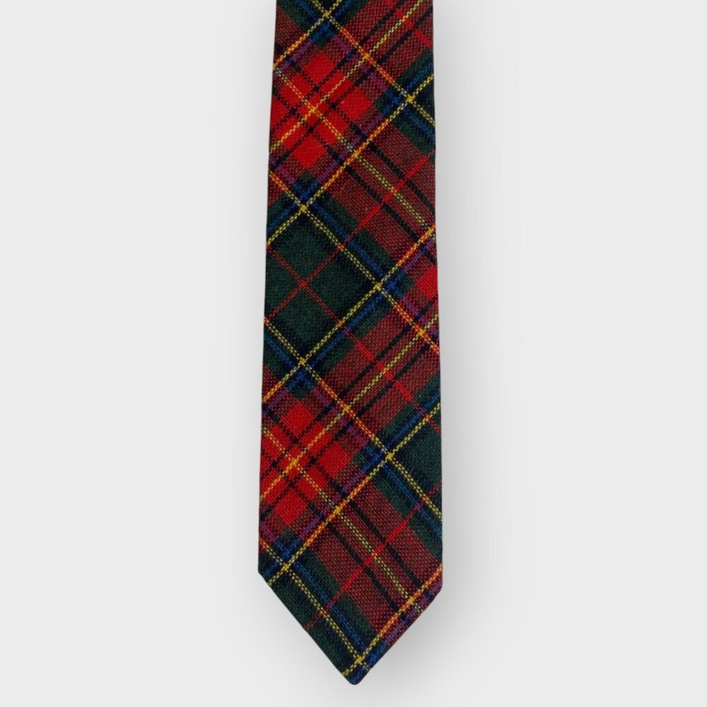 Vtg | Regiments Ltd Mens Tie | Red Green | Tartan Plaid | Wool Blend